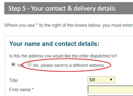 Send order to a different address