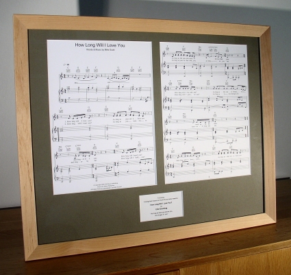 Framed sheet music